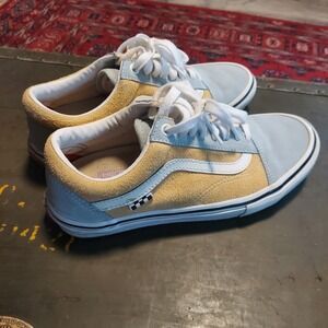 Vans Skate Board Old Skool PopCush Blue Yellow Suede Sneakers Mens 7 500714